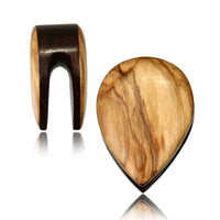 Load image into Gallery viewer, Plug Olivenholz Träne Tropfen umgedreht Schlitz Lobe Piercing Holz Öffnung
