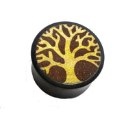 Load image into Gallery viewer, Plug Holz Jackfrucht Sonoholz ocker dunkel braun Baum des Lebens Gravur Piercing
