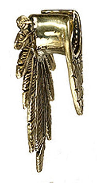 Load image into Gallery viewer, Flesh Tunnel antik gold Messing Plug zum Einhängen Spalt Federschmuck Indianer
