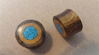Load image into Gallery viewer, Flesh Plug Ringe crushed Türkis Jackfrucht Parasitholz
