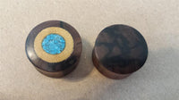 Load image into Gallery viewer, Flesh Plug Ringe crushed Türkis Jackfrucht Tigerebenholz
