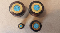 Load image into Gallery viewer, Flesh Plug Ringe crushed Türkis Jackfrucht Tigerebenholz

