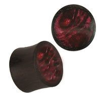 Cargar imagen en el visor de la galería, Organic Sonoholz dunkel Plug magenta fuchsia Resin Inlay schillernd Tribal
