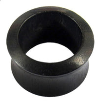 Load image into Gallery viewer, A hand-carved, black-grained Holztunnel Eisenholz Maserung Tribal Holz Tunnel Plug Expander for stretched piercings, shown against a white background.
