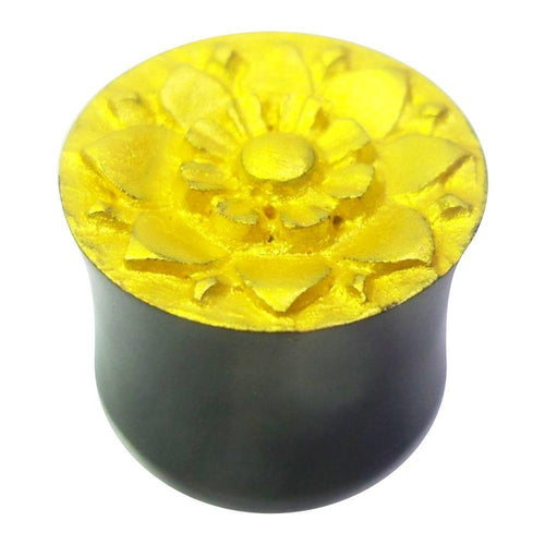Hornplug Plug Horn Blume gold Farbe schwarz Flesh Tunnel Lobe Expander