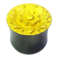 Load image into Gallery viewer, Hornplug Plug Horn Blume gold Farbe schwarz Flesh Tunnel Lobe Expander
