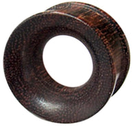 Load image into Gallery viewer, A dark brown Tamarindenholz Tunnel, straight and ribbed, with a wide smooth surface and large central hole; model: "Tamarindenholz Tunnel dunkel gemasert straight ribbed.
