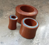 Load image into Gallery viewer, Flesh Tunnel Sawoholz Rim Inlay dünn Türkis double flared

