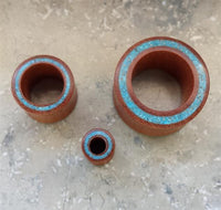 Load image into Gallery viewer, Flesh Tunnel Sawoholz Rim Inlay dünn Türkis double flared
