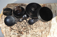 Load image into Gallery viewer, Holz Plug konkav Eisenholz Punktestruktur schwarz
