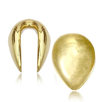 Load image into Gallery viewer, Plug Ohrgewicht gold Messing zum Einhängen Tropfen
