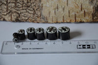 Load image into Gallery viewer, Flesh Plug Horn Auge Kreuz Bone Inlay double flared
