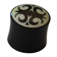 Load image into Gallery viewer, Flesh Plug Horn Auge Kreuz Bone Inlay double flared
