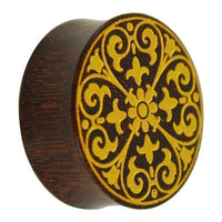 Load image into Gallery viewer, Holz Plug Gothic Kreuz gold double flared
