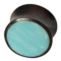 Load image into Gallery viewer, Holz Plug Sonoholz türkis schillernd Inlay Resin hellblau double flared
