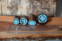 Cargar imagen en el visor de la galería, Holz Tunnel Sonoholz Resin Türkis Inlay Spiralbögen Blume
