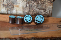 Cargar imagen en el visor de la galería, Holz Tunnel Sonoholz Resin Türkis Inlay Spiralbögen Blume
