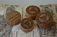 Load image into Gallery viewer, Holz Teakholz Plug Odins Horn Knotenrand double flared
