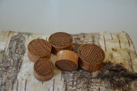 Load image into Gallery viewer, Holz Teakholz Plug Blume des Lebens double flared

