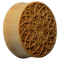 Load image into Gallery viewer, Krokodil Holz Plug Stern Blume hell double flared
