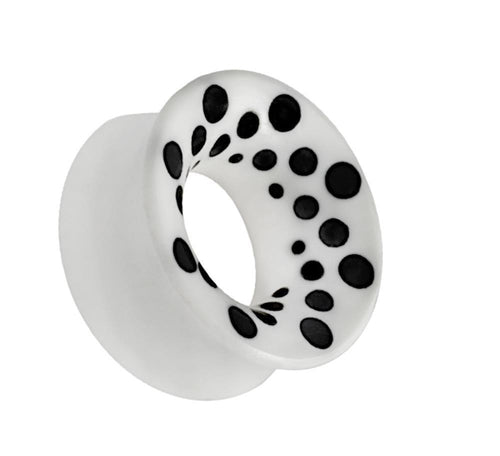Bone Flesh Tunnel Polka Dots Punkte schwarz weiß double flared Plug Piercing