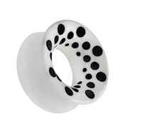 Load image into Gallery viewer, Bone Flesh Tunnel Polka Dots Punkte schwarz weiß double flared Plug Piercing

