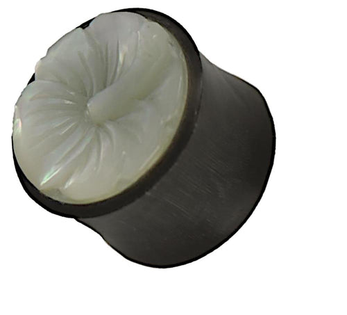 Plug Horn Perlmutt Hibiskus Blüte weiß double flared