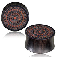 Load image into Gallery viewer, Eisenholz Rosenholz Flesh Plug balinesisches Mandala
