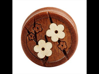 Load image into Gallery viewer, Holz Plug Kirschblüten braun handmade double flared
