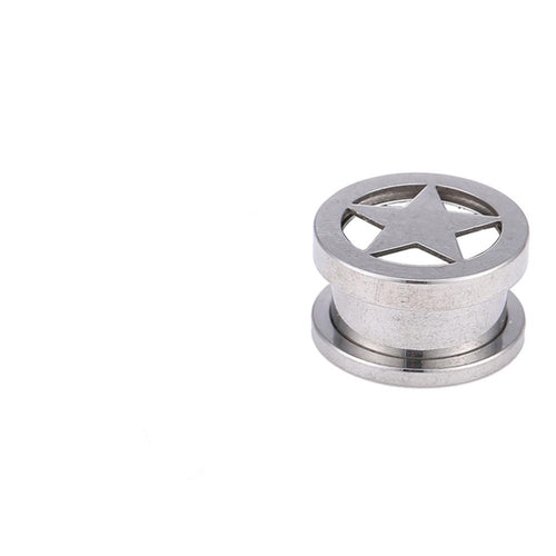 Schraubplug Tunnel Edelstahl Plug silber Stern Inlay
