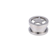 Load image into Gallery viewer, Schraubplug Tunnel Edelstahl Plug silber Stern Inlay

