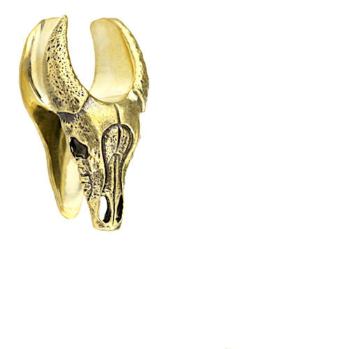 Saddle Plug Flesh Tunnel Büffel Schädel Messing gold