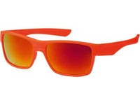 Load image into Gallery viewer, Die Sonnenbrille Nerd Sportbrille bunt verspiegelt 400 UV schmal überzeugt mit rechteckigem Rahmen und orange-roten Gläsern im Retro-Stil – für stylischen Look und optimalen UV-400-Schutz auf weißem Hintergrund präsentiert.
