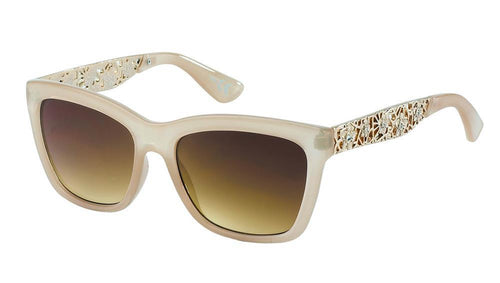 Sonnenbrille Damen Glamour mit getönten Gläsern, 400UV-Schutz, funkelnden Glitzersteinen und Blumenornamenten am Cateye-Bügel.