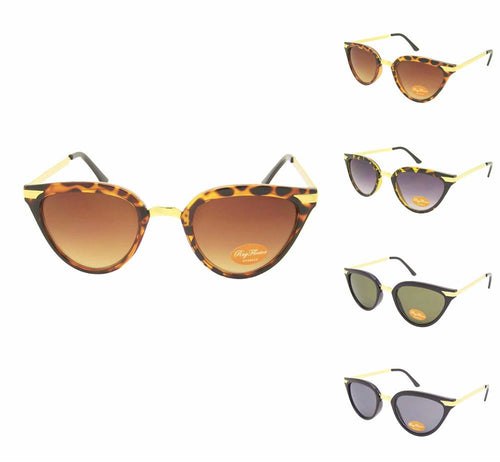 Sonnenbrille Damen Vintage getönt 400UV Cat Eye golden Metall getigert