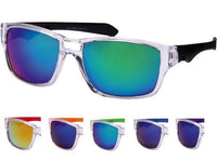 Load image into Gallery viewer, Sonnenbrille Nerd Sport Brille verspiegelt 400 UV transparent Bügel bunt gerade

