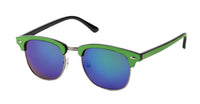 Cargar imagen en el visor de la galería, Sonnenbrille Cat Eye Metall 400 UV Gläser trapezförmig grün blau rosa Steg hoch
