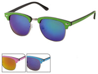 Cargar imagen en el visor de la galería, Sonnenbrille Cat Eye Metall 400 UV Gläser trapezförmig grün blau rosa Steg hoch
