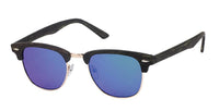 Load image into Gallery viewer, Sonnenbrille CatEye Metall 400 UV trapezförmig verspiegelt Holzmuster Steg hoch
