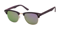 Load image into Gallery viewer, Sonnenbrille CatEye Metall 400 UV trapezförmig verspiegelt Holzmuster Steg hoch
