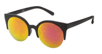 Load image into Gallery viewer, Sonnenbrille CatEye 400 UV Round unten frameless silber blau gelb verspiegelt
