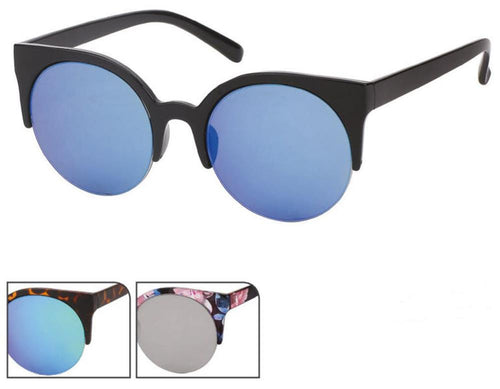 Sonnenbrille CatEye 400 UV Round unten frameless Blumen verspiegelt