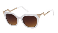 Load image into Gallery viewer, Sonnenbrille Cateye Metallspitzen 400 UV Metallbügel versetzt Pünktchen
