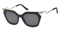 Load image into Gallery viewer, Sonnenbrille Cateye Metallspitzen 400 UV Metallbügel versetzt Pünktchen
