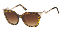 Load image into Gallery viewer, Sonnenbrille Cateye Metallspitzen 400 UV Metallbügel versetzt Pünktchen
