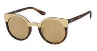 Load image into Gallery viewer, Sonnenbrille Cateye Round Glasses 400 UV geriffelte Metalloberseite verspiegelt
