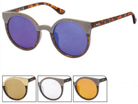 Load image into Gallery viewer, Sonnenbrille Cateye Round Glasses 400 UV geriffelte Metalloberseite verspiegelt
