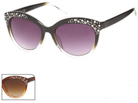 Load image into Gallery viewer, Sonnenbrille Cateye Perlen Glaskristalle 400 UV getönt braun schwarz
