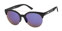 Load image into Gallery viewer, Sonnenbrille verspiegelt 400 UV Metallbogen unten frameless Cateye geriffelt
