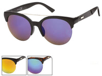 Load image into Gallery viewer, Sonnenbrille verspiegelt 400 UV Metallbogen unten frameless Cateye geriffelt
